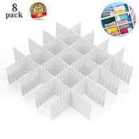 ShineMe Drawer Dividers, Drawer Divider Organizers 8PCS DIY Plastic Grid Adjustable Plastic Divider Household Storage Makeup Socks Underwear Organizer (White)