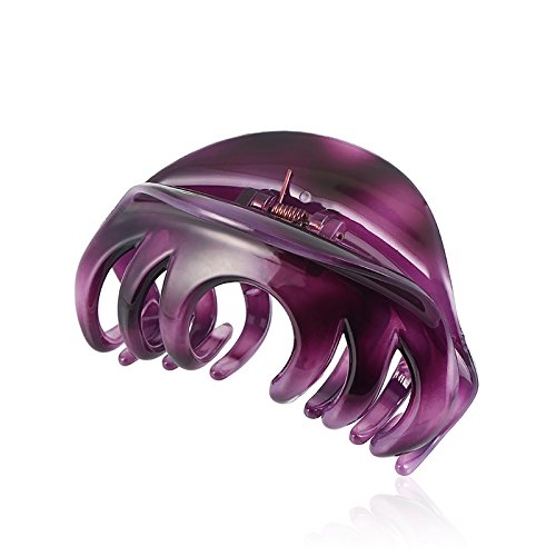 Rosette 2Pcs/set Large Chic Styling Hair Claw Clip Strong Holding Power Hair Clips Clamps Indoor Outdoor Hair Grip Hairpins Hairgrip for Women Girls Hair Barrettes For Thick Hair (purple+amber) - Thumbnail 2