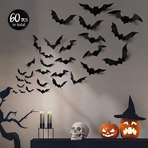 DIY-Halloween-Decorations-Bat-72Pcs-3D-Bat-Wall-Decal-Decor-Window-Sticker-Halloween-Decor-PVC-Bat-Indoor-Party-Supplies-72pcs-Black