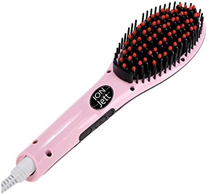 Pro Milano Belleza Hair Straightening Brush - Anti Scald LED Hair Straightener Brush with Negative Ions Gives hair Ultimate Silky Smooth Texture (Pink)