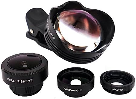 Upgrade iPhone Lens, 180ยกรฃ Fisheye + 0.63X Wide Angle Lens + 15X Macro + New 2X Telephoto 4 in 1 Optic Cell Phone Lens Kit for iPhone 7 6s Plus Samsung Galaxy S6 S7 S8Edge LG
