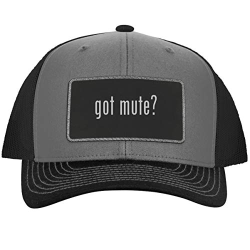 got Mute? - Leather Black Metallic Patch Engraved Trucker Hat, GreySteel, One Size