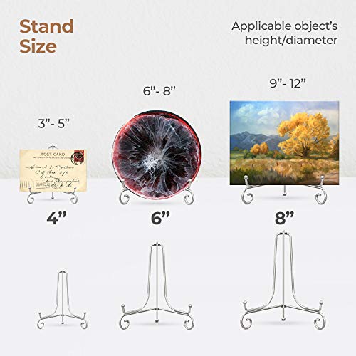 TR-LIFE Plate Stands for Display - 8 Inch Plate Holder Display Stand + Metal Easel Stand for Picture Frame, Decorative Plates, Photo, Book, Collectibles (2 Pack)