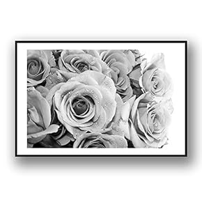 Framed for Living Room Bedroom Grey Rose Flowers for