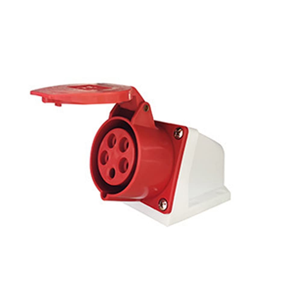 ExcInter 5PIN 32A Wall mounted socket Industrial Plug Sockets 2P+E Weatherproof IP44 Camping Caravan Industrial