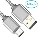 Micro USB Cable Android, (2-Pack,3.3Ft) Micro USB to USB A High Speed Sync Charger Nylon Braided Cord Compatible Samsung Galaxy S7 Edge/S7/S6/S4/S3,Note 5/4/3,Kindle,LG,Xbox,PS4,Camera (Grey)