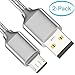 Micro USB Cable Android, (2-Pack,3.3Ft) Micro USB to USB A High Speed Sync Charger Nylon Braided Cord Compatible Samsung Galaxy S7 Edge/S7/S6/S4/S3,Note 5/4/3,Kindle,LG,Xbox,PS4,Camera (Grey)