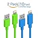 iPhone Cable 2 Pack, Cambond 8 Pin Apple Certified Lightning to USB Cable Durable Stepped iPhone 7 / 7 Plus Cord Charging Cable 10ft (Blue + Green)