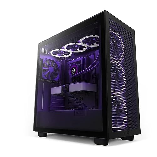 NZXT H7 Flow - CM-H71FB-01 - ATX Mid-Tower Gaming PC-Gehäuse - Front USB-C Port - Mesh Front- & Tempered Glass Seitenteil - Für Wasserkühlung ready - Schwarz