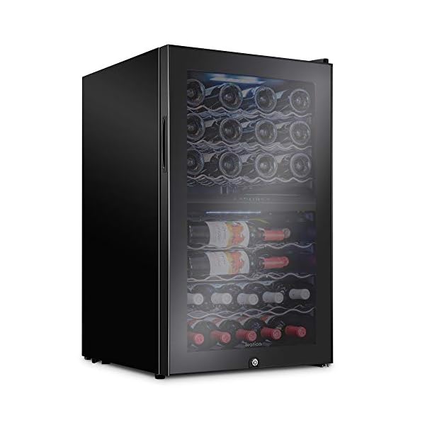 Ivation-43-Bottle-Dual-Zone-Wine-Cooler-Refrigerator-wLock-Large-Freestanding-Wine-Cellar-For-Red-White-Champagne-Sparkling-Wine-41f-64f-Digital-Temperature-Control-Fridge-Glass-Door-Black