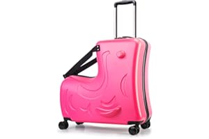 AO WEI LA OW AOWEILA Travel Gear: Premium Toddler Ride-On Luggage with Ergonomic Handle & Secure Harness System, Carry on 21Inch, Red