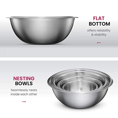 FineDine Stainless Steel Mixing Bowls (Set of 5) Stainless Steel Mixing