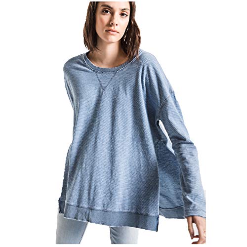 Z SUPPLY Clothing Women's The Indigo Spacedye Weekender Long Sleeve Top (Indigo Blue Combo, Large)