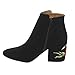QUPID EJ10 Women's Floral Embroidered Wrapped Chunky Heel Ankle Booties