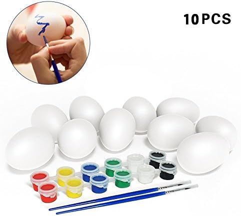 Easter Eggs, Soobuy 10pcs Children Easter DIY Painting Egg with Paint, Kids Handcraft Painting Eggshell for Easter Egg Hunt, Easter Decoration