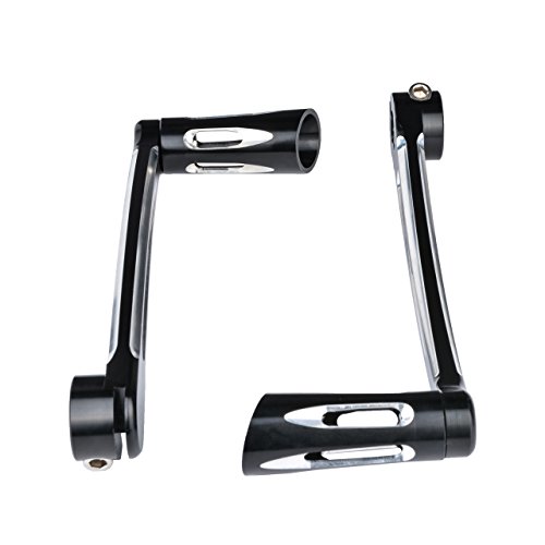 TUINCYN Motorcycle CNC Deep Cut Heel Toe Levers with Front Rear Shift Levers Shifter Pegs Black Chrome for Harley Touring FLT FLH 1997-2017