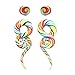 BodyJ4You 4PC Glass Ear Tapers Plugs 00G Rainbow Swirl Teardrop Spiral Gauges Piercing Set