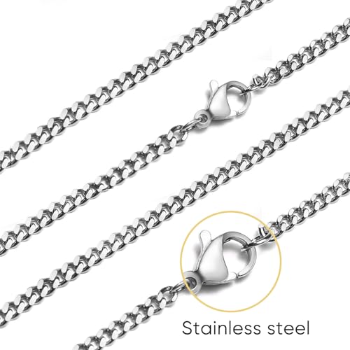 VNOX Collar Cruz Hombre Plata - Cruz Acero Inoxidable Plateada Cadena Collar con Colgante Cruz Cadena Plata para Hombre y Niños
