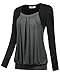 DJT Women's Boat Neck Pleated Front Faux Twinset Blouse T-Shirt Top X-Large Grey