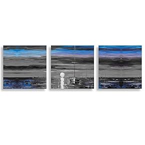 3 Panel Canvas Wall Art Abstract Blue Forest Pictures Home Wall Decorations for Bedroom Living Room Paintings Canvas Prints Framed - 12"x12"x3 Panels