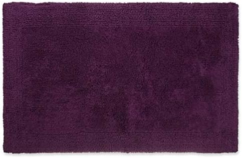 MattsGlobal Shop Modern Ultra Fine Reversible 21" x 34" Bath Rug - 100% Cotton Reverses from Sheared Pile to Textured Loops - High Absorbent for Bathroom Use - Multiple Colors Available (DEEP Purple)