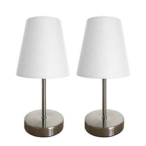Simple designs lt2013-wht-2pk sand nickel mini basic table lamp 2…
