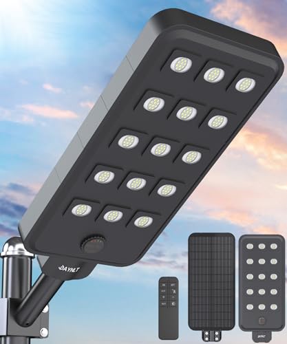 Jaynlt X-15000W Solar Straßenlaterne Für Außen, 6500K Solarleuchten Superhelles Solarlampen Mit Bewegungssensor, Ip67 Wasserdicht Flutlicht Sicherheitsleuchte Für Parkplatz Garage