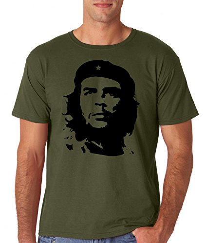 AW Fashion s Che Guevara - Large Face - Che Guevara Revolution Premium Men s T-Shirt ,XX-Large,Army Green