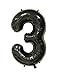 Tellpet Black Number 3 Balloon, 40 Inch