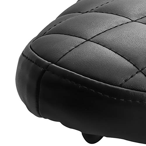 TUINCYN Leather Motorcycle Solo Seat Kit with Spring Soft Comfortable Black Motorbike Rear Pad Saddle with Square Pattern for Harley Davidson Sportster Bobber Chopper Honda Yamaha Kawasaki(1 Piece)