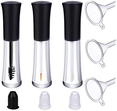 CINEEN 3 Pack 2ml Empty Eyelashes Tube Eyeliner Tube with Lip brush Container Bottle, Funnels Set for Castor Oil