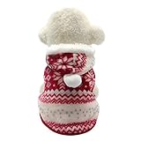 Beirui Cute Fleece Dog Jacket Pajamas Sweater - Christmas Dog Warm Coat Yorkie Soft Fleece Padded Vest - Warm Pet Jumpsuit Dog Accessories Hoodie,Red 12