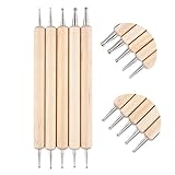 Deoot Nail Art Dotting Pens 5 pcs Two Way Design Tools Wood Dotting Pen Set