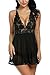 Hotwiner Women's Sexy Lingerie V-Neck Lace Sleepwear Halter Babydoll Dress +G-String