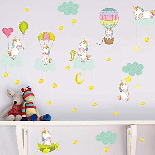 Pegatinas De Pared Divertido Unicornio Globo Estrellas Etiqueta De La