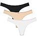 Ekouaer Women's Thong Panties Low Rise Underwear Assorted 3 Pack S-XXL