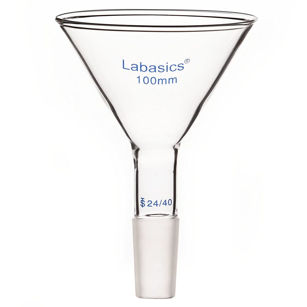 Labasics Glass Short Stem Powder Funnel with 100 mm Top Outer Dimension and 24/40 Inner Joint Filter Funnel Glass Funnel