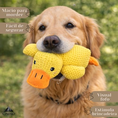 Brinquedo de Pelúcia para Cachorro em Formato de Pato Amarelo Macio e Interativo Ideal para Morder Brincar e Entreter o Pet (Médio, PET)