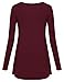 Laksmi Long Sleeve Shirt Women, Round Neck A Line Splicing Chiffon Irregular Hem Casual Layered Tunic Tops,Wine Large