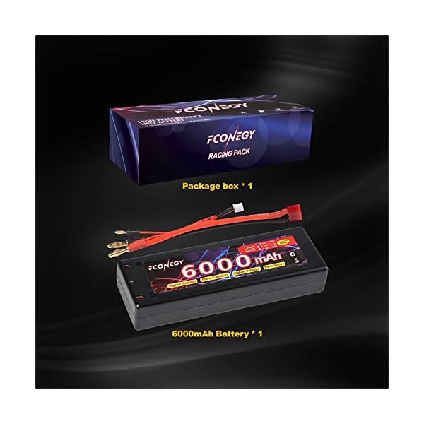 FCONEGY 2S Lipo Akku 7.4V 6000mAh 60C RC LiPo Batterie Wiederaufladbar Lithium Batterien mit 4mm Kugel Deans T Stecker… – Bild 8