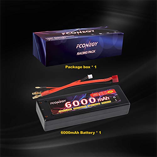 FCONEGY 2S Lipo Akku 7.4V 6000mAh 60C RC LiPo Batterie Wiederaufladbar Lithium Batterien mit 4mm Kugel Deans T Stecker… – Bild 8