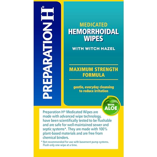 Preparation H Hemorrhoid Flushable Wipes with Witch Hazel for Skin