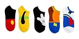 Disney Women's Classic 5 Pack No Show, Mickey Big Face, Fits Sock Size 9-11 Fits Shoe Size 4-10.5