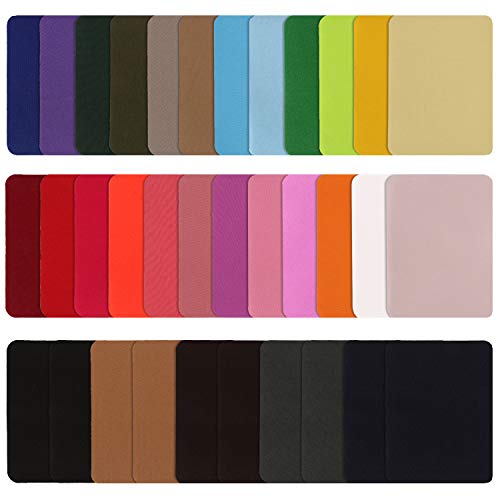 SUBANG 34 Pieces Colorful Iron on Patches for Jeans Clothes Fabric Patches Kit, 29 Colors 4.9 x 3.7 Inch