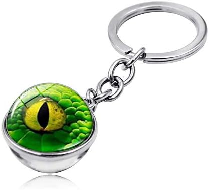 Amazon Co Jp ドラゴンキーチェーンペンダント邪悪なドラゴンアイダブルサイドグラスボールキーチェーンの悪魔の目の宝石のキーリングカードホルダーの目 車 バイク