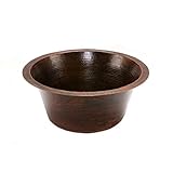 Premier Copper Products BR16DB2 16-Inch Universal Round Hammered Copper Bar Sink with 2-Inch Drain Size, Oil Rubbed Bronze