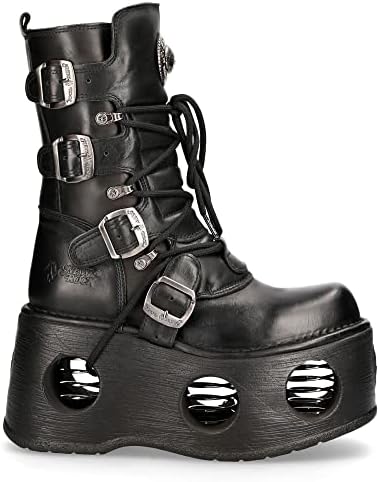 New Rock Reactor Platform Boots EU 44 Black Leather Gothic Cyber Y2K Spain Amazon.com: New Rock NEWROCK 391 S1 Black Metallic Reactor  main image 4
