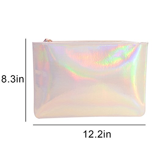 Women's Hologram Anti Wrinkle Wristlet Wallet Clutch Bag, Cell phone Pouch, Envelope Evening bag