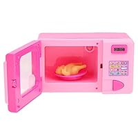 Teydhao Portable Simulation Microwave Miniatures Toy Kids Children Electric Food Interaction Game Doll Accessoties Boy Girl Pretend Play Birthday Gift for Kids Girls Boys Toddlers - Pink