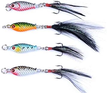 DOITPE 4PCS Fishing Lures 3D Fishing Eyes Lifelike Swimbait Crankbait Fish Baits Treble Hooks with Feather in Freshwater and Saltwater